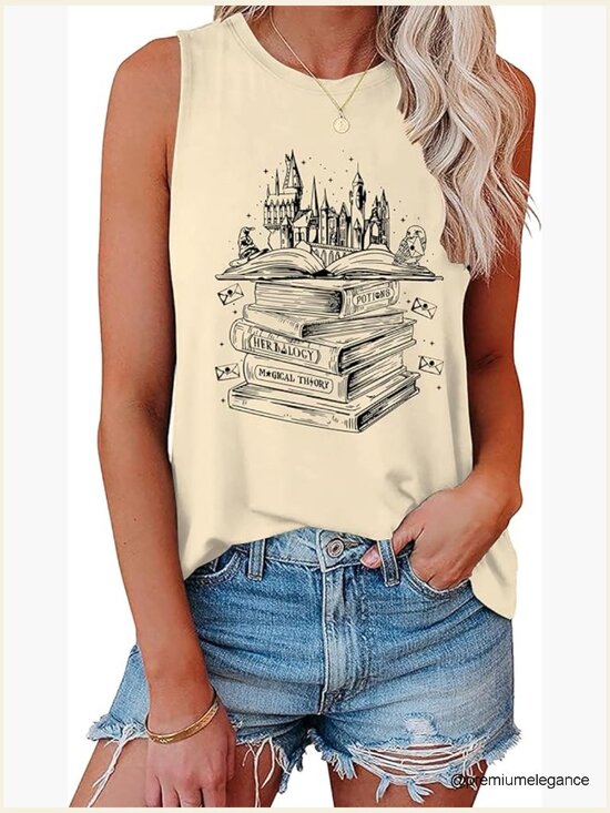 Tops - Flourish and Blotts Tank Top - Wizard Magical Costume Tee for Women